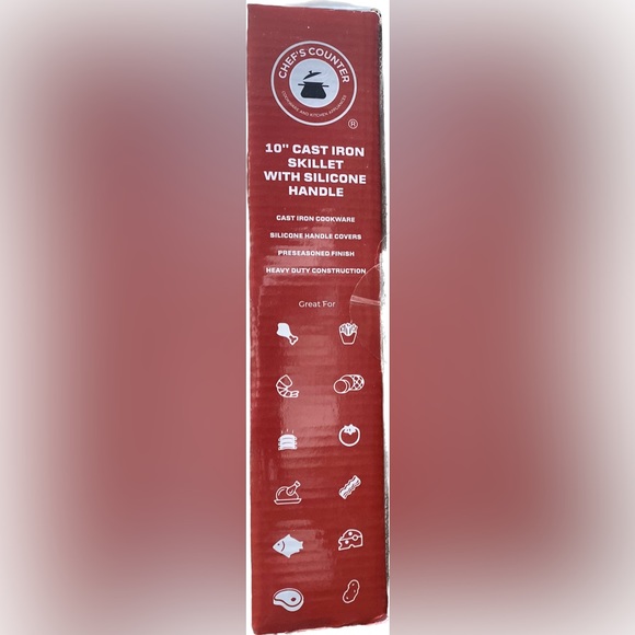 NIB 10” CHEF’S COUNTER CAST IRON SKILLET WITH SILICONE HANDLE - Picture 4 of 5